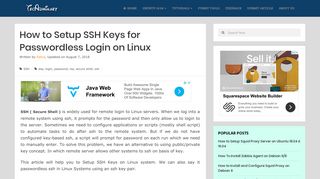 How To Setup SSH Keys for Passwordless Login on Linux - TecAdmin