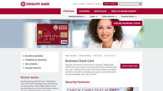 Fidelity Bank - Fidelity Bank Business Check Card Security Features