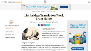 Lionbridge - Translation and Other Work at Home Jobs