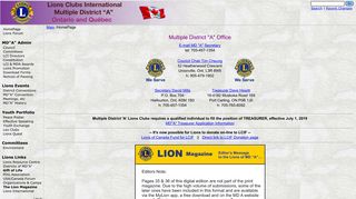 Lions Clubs International Multiple District A, Ontario, Canada | Main ...