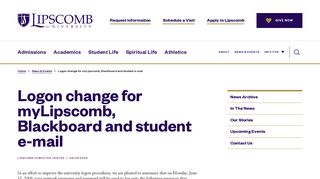 Logon change for myLipscomb, Blackboard and ... - Lipscomb University