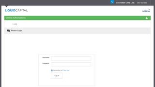 Log in Online Authorisation - LiquidCapital