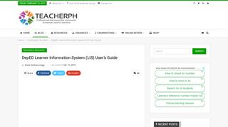 DepED Learner Information System (LIS) User's Guide - TeacherPH