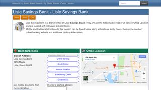 Lisle Savings Bank in Lisle Illinois - 1450 Maple Hours and Directions