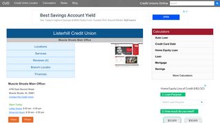 Listerhill Credit Union - Muscle Shoals, AL - Credit Unions Online