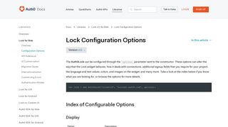 Lock Configuration Options - Auth0