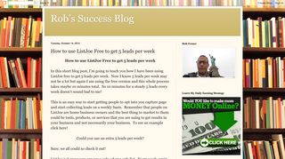 Rob's Success Blog: How to use ListJoe Free to get 5 leads per week