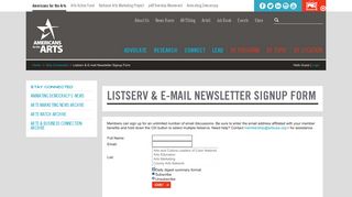 Listserv & E-mail Newsletter Signup Form | Americans for the Arts