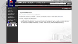 Login Information - Lamar Institute of Technology.