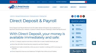 Direct Deposit & Payroll - USPS Federal Credit Union