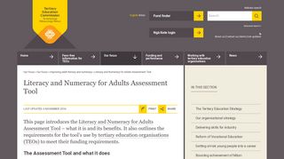 Literacy and Numeracy for Adults Assessment Tool | Tertiary ...