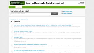 FAQ - Technical : Literacy and Numeracy for Adults Assessment Tool