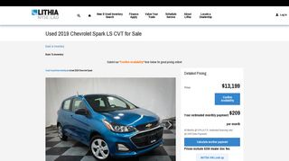 Used 2019 Chevrolet Spark LS CVT for Sale - Lithia.com