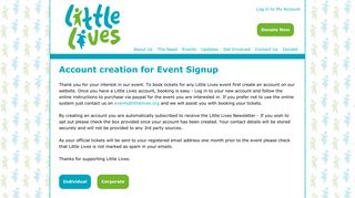 Account creation for Event Signup | Little Lives