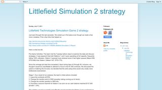 Littlefield Simulation 2 strategy