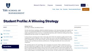 Student Profile: A Winning Strategy | Yale School of Management