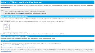 Login - MYOB AccountRight Live Connect