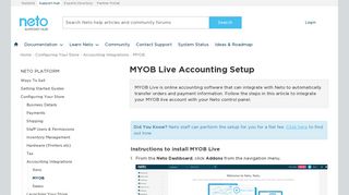 MYOB Live Accounting Setup - Neto