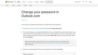 Change your password in Outlook.com - Outlook - Office Support