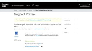 I cannot open windows live.com from firefox. How do I fix this? | Firefox ...