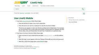 Use LiveIQ Mobile - Subway