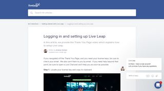 Logging in and setting up Live Leap | Live Leap Knowledge Base
