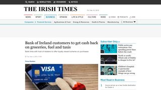 Bank of Ireland customers to get cash back on groceries, fuel and taxis