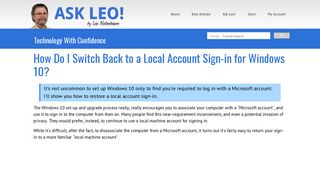 How Do I Switch Back to a Local Account Sign-in for Windows 10 ...