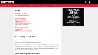FAQs - Live Nation UK