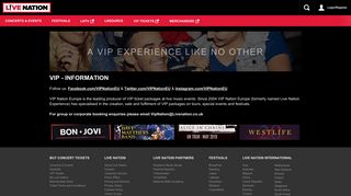 VIP Tickets | Corporate & Hospitality Packages | Live ... - Live Nation UK