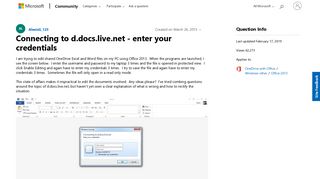 Connecting to d.docs.live.net - enter your credentials - Microsoft ...