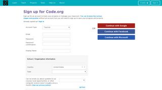 Teacher Sign Up - Code.org