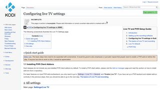 Configuring live TV settings - Official Kodi Wiki