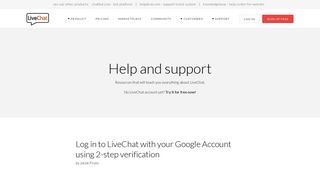 Log in to LiveChat using 2-step verification | LiveChat