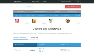 Livecoin - Deposits and Withdrawals