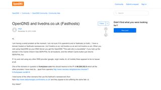 OpenDNS and livedns.co.uk (Fasthosts) – OpenDNS