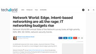 Network World: Edge, Intent-based networking are all the rage; IT ...