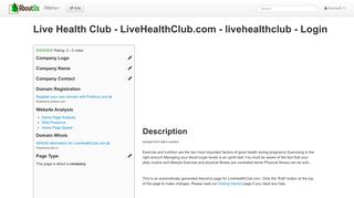 Live Health Club - LiveHealthClub.com - livehealthclub - Login ...