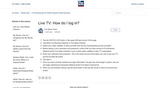 Live TV: How do I log in? – Fox News