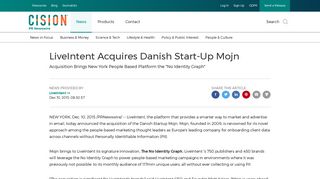 LiveIntent Acquires Danish Start-Up Mojn - PR Newswire