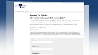 Register For Website - Live in Melbourne (forms)