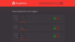 new.livejasmin.com logins - BugMeNot