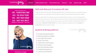 Livelines UK Jobs - 01604 824290 - Start Earning Today