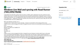 Windows Live Mail and syncing wth Road Runner - Microsoft Community
