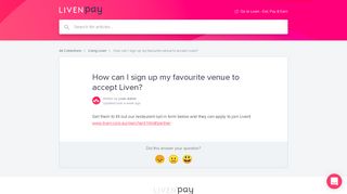 How can I sign up my favourite venue to accept Liven? | Liven Help ...