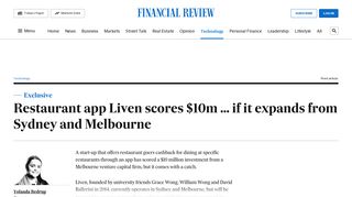 Restaurant app Liven scores $10m ... if it expands from Sydney and ...