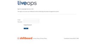 Welcome to Liveops Agent Services LLC Shiftboard Login Page