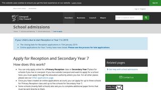 School admissions - Liverpool City Council