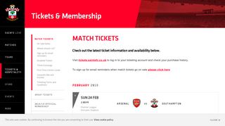 SOUTHAMPTON FC | Official Match Tickets
