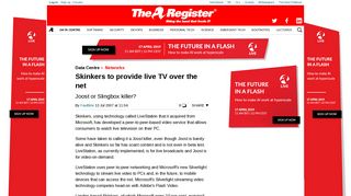 Skinkers to provide live TV over the net • The Register